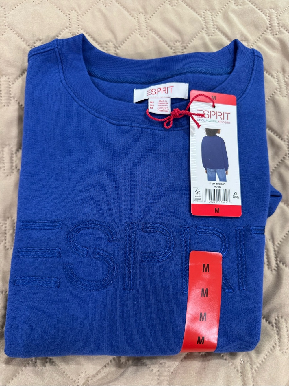 Esprit Blue Embroidered Logo Crewneck